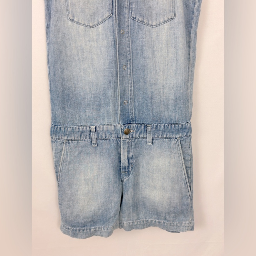 J BRAND Kayla Sleeveless Denim Romper, Montauk Snap front, Cotton Linen … - Picture 5 of 10